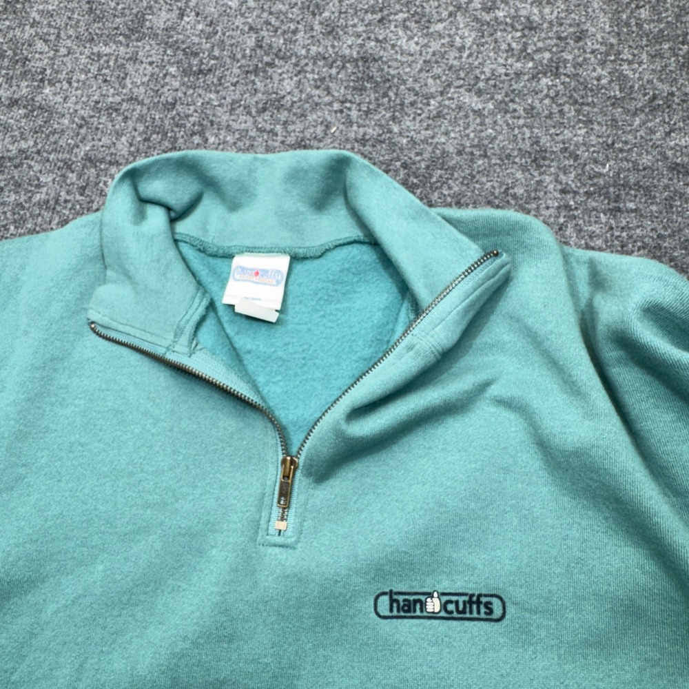 Handcuffs Quarter Zip Pullover Mens 3XLT Teal Green Fleece Thumbhole Gorpcore